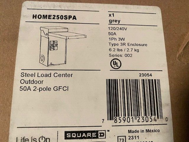 Square D Spa Panel 120/240V 50-Amp 2-Space 4-Circuit Main Lug Surface Mount