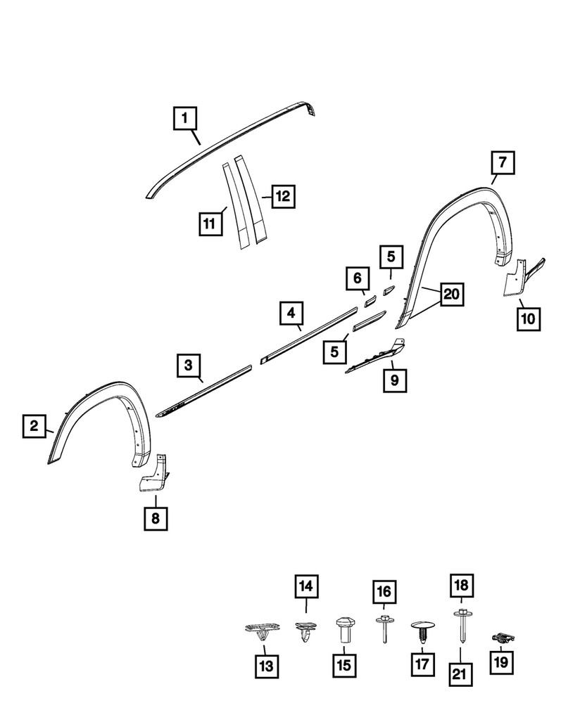 Genuine Mopar Front Fender Spat Left 68349567AB