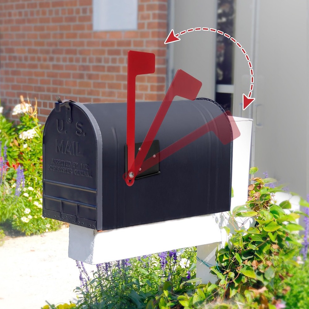 Merear Mailbox Flag Replacement Kit, Galvanized Steel for Mailbox, Red