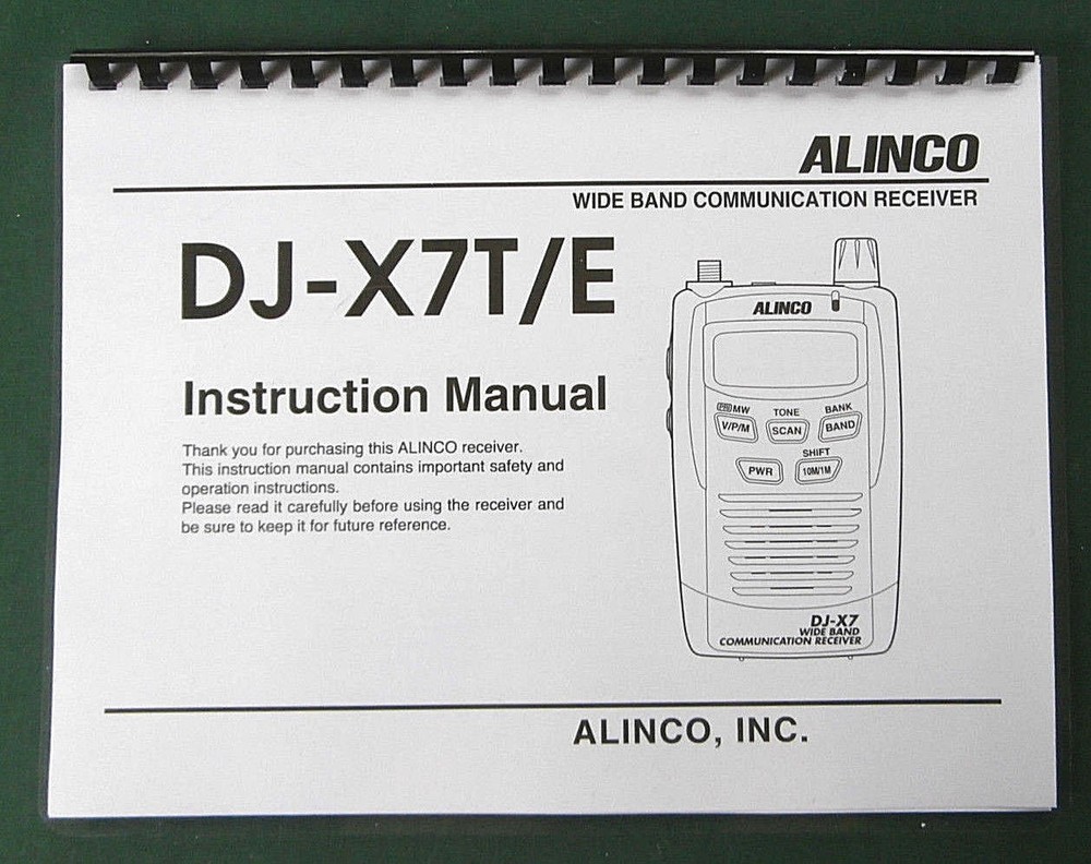 Alinco DJ-X7T/E Instruction Manual: Comb bound & Protective Plastic covers