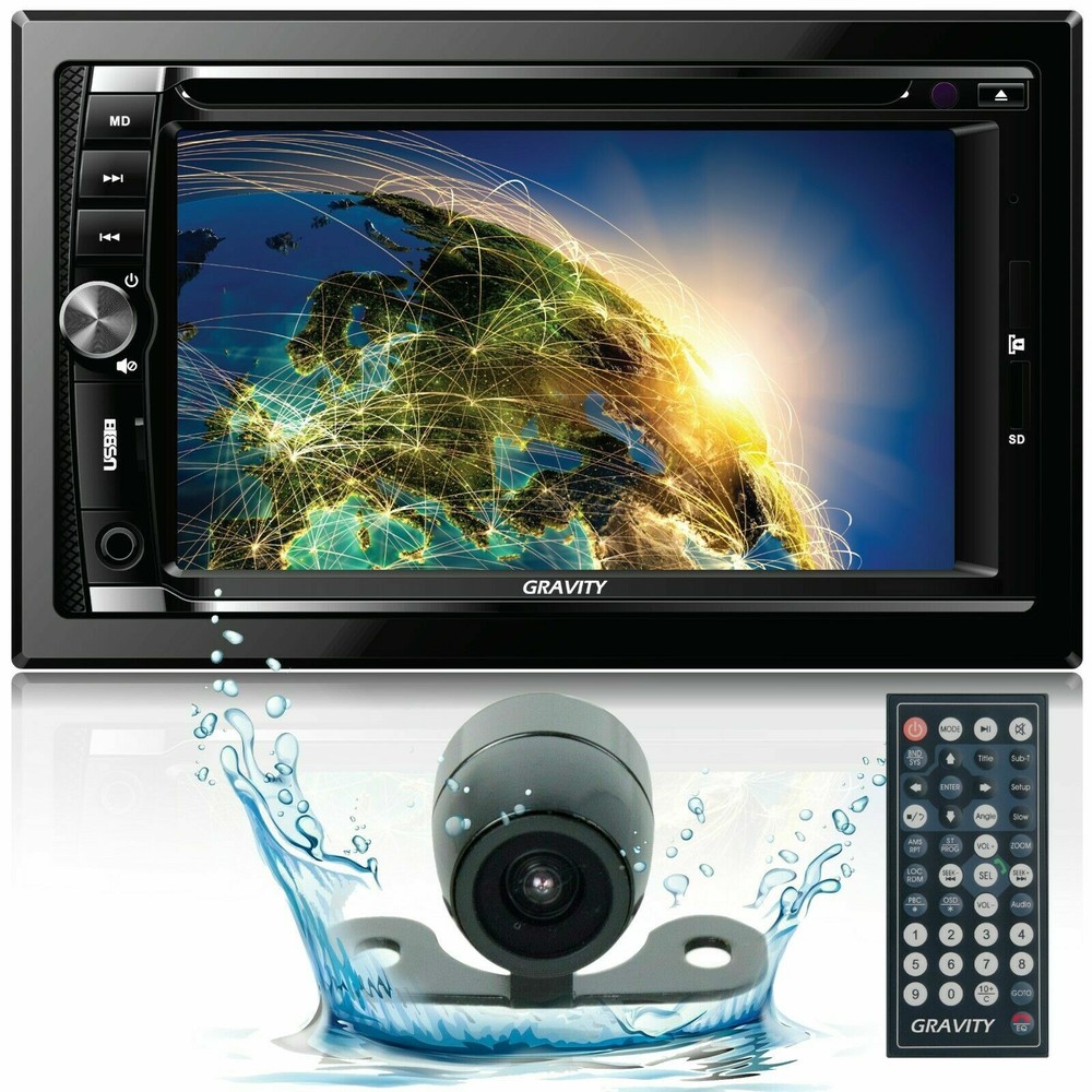 Gravity CAR AUDIO DOUBLE DIN 6.2" TOUCHSCREEN DVD CD AM FM USB SD BLUETOOTH +CAM
