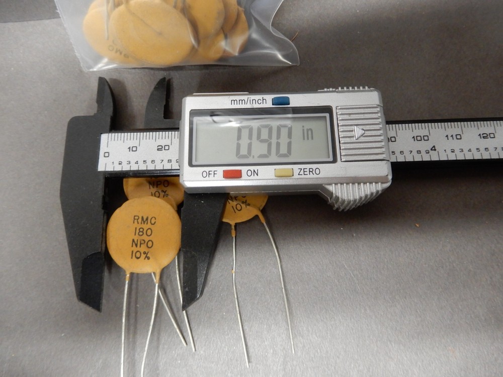RMC 180pf Ceramic Disc Capacitor 0.9" Diameter Qty 20 NOS Unknown Voltage