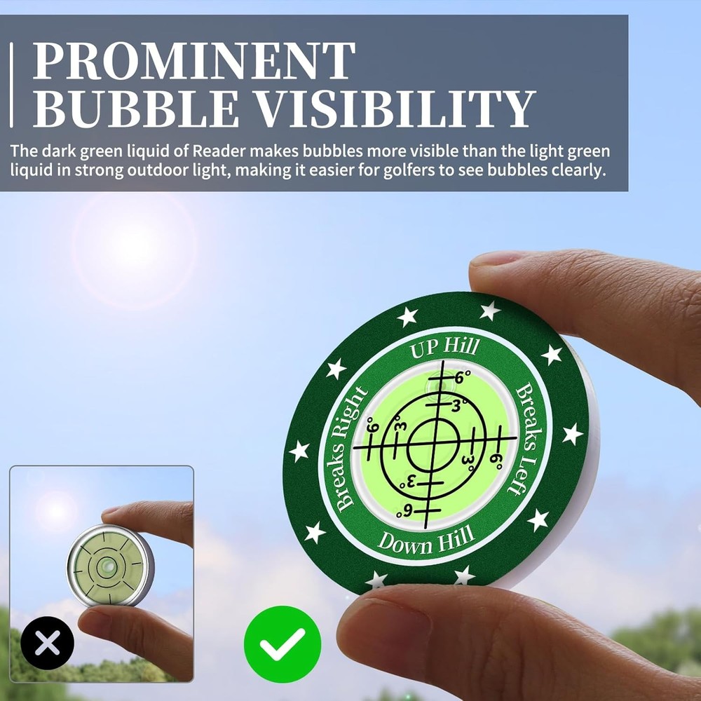2-Pack Golf Green Reader - Ball Marker Hat Clip w/ Bubble Level, Putting Aid