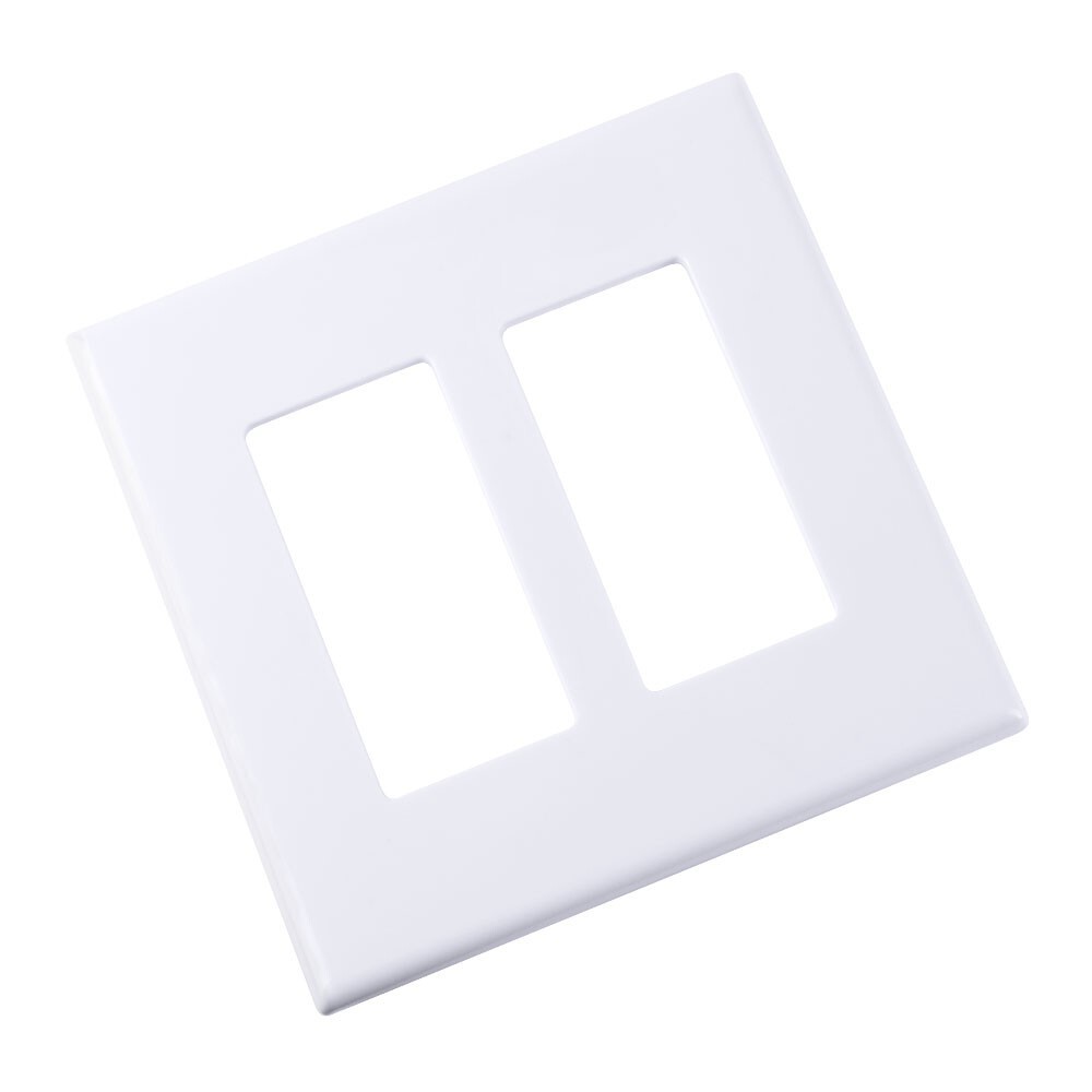 Construct Pro Double Gang Wall Plate with Screwless Face (White)