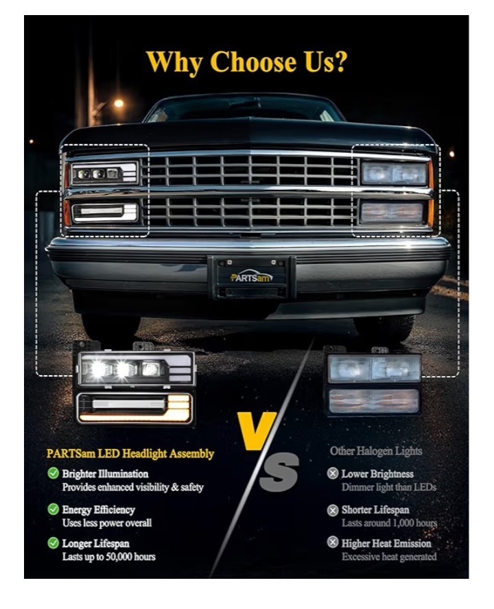 PARTSam LED Headlights Assembly DOT Approved with Start Animation DRL Sequent...