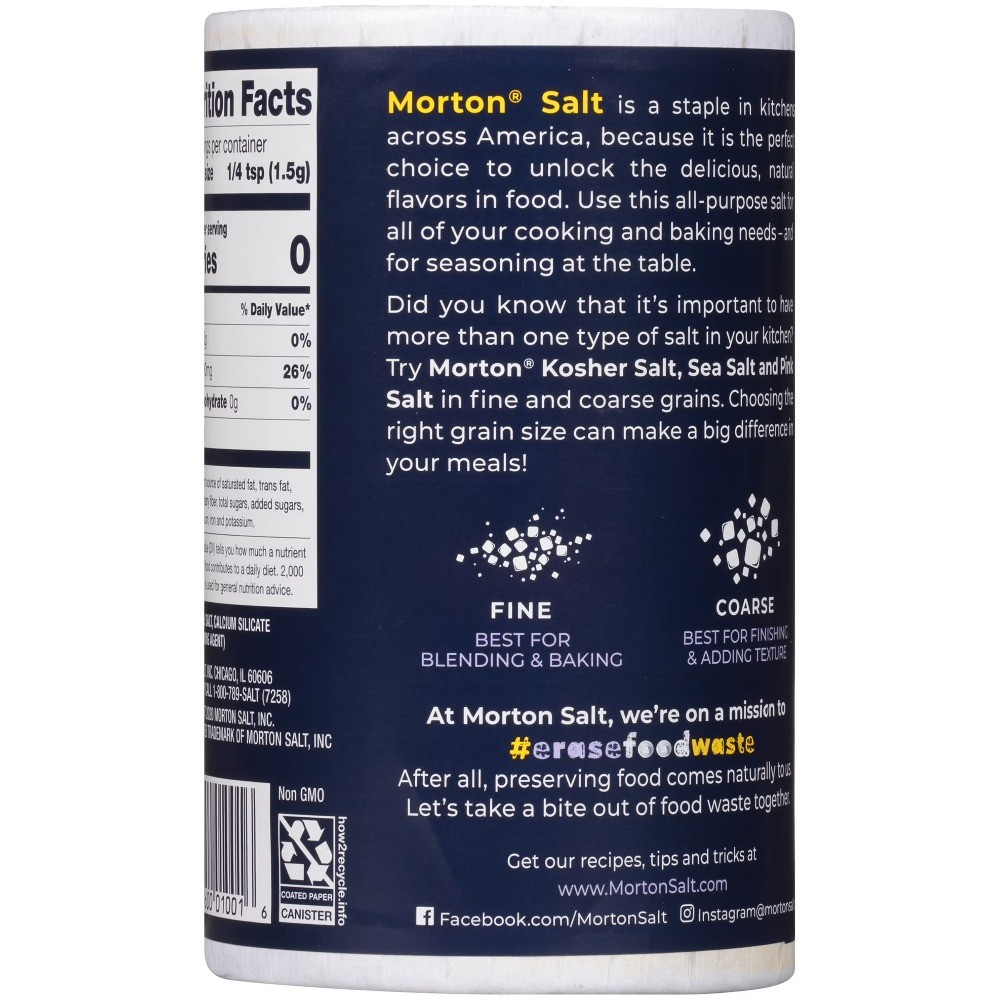 (6 pack) Morton Plain Salt, 26 oz