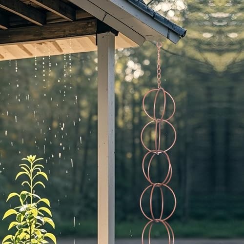 Rain Chain for Gutters Functional and Decorative Replacement copper-rings