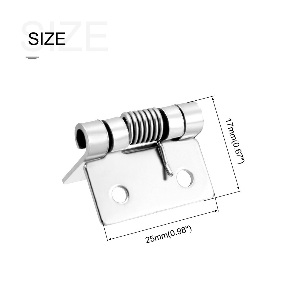 5Pcs Spring Loaded Hinges 0.98'' 304 Stainless Steel Self Closing Spring Hinge