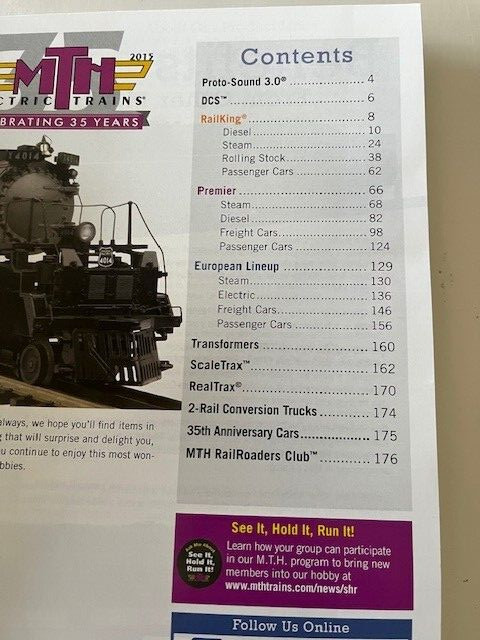 MTH ELECTRIC TRAINS - 2015 - VOLUME 1 & VOLUME 2 - 2 Train Catalogs!