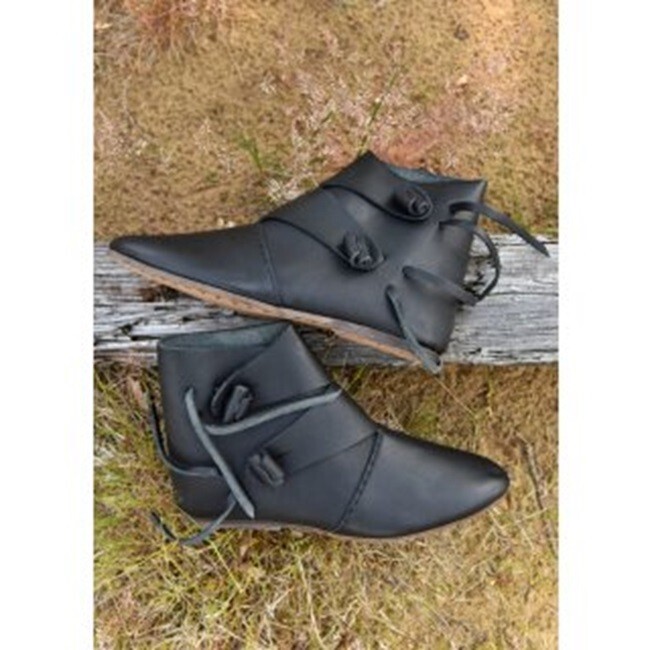 Medieval leather boots Toggle-up boots Historical reenactment boots