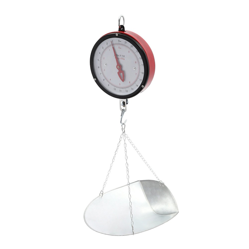 22LBS Double-Sided Dial Mechanical Hanging Scale + Scoop / Chain for Kitchen