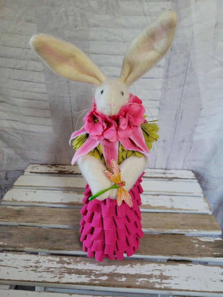 Bunny Easter dragonfly spring decor plush shabby chic