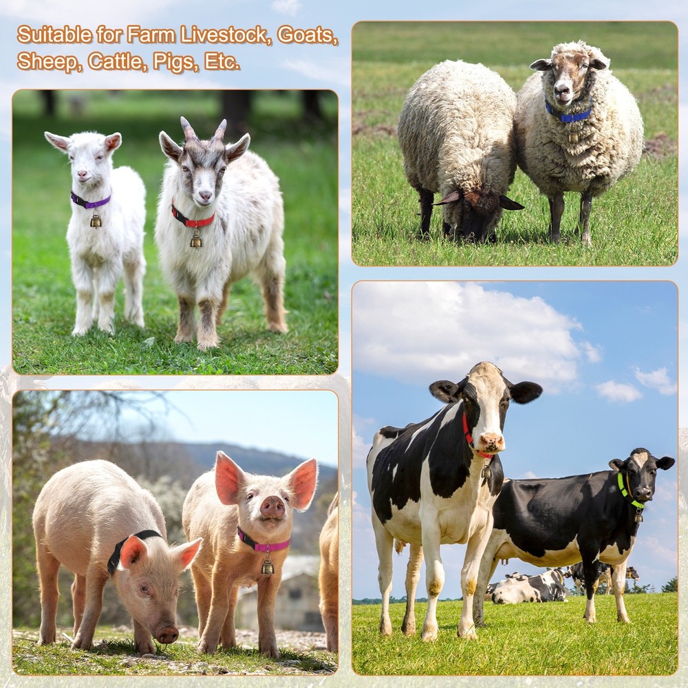 3-Pack Goat Collars with Bells, 13.8"-20.5" Polyester [Blue]