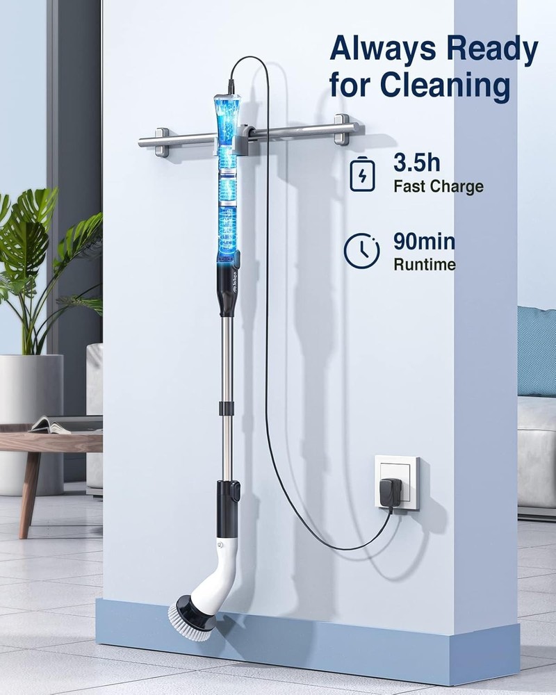 Electric Spin Scrubber LA1 Pro, Cordless Spin Scrubber with 4 Replaceable Bru...