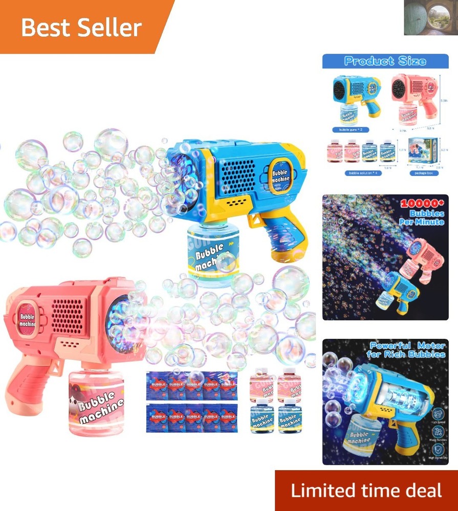 Enchanting 2-Pack Bubble Guns with Bubble Solution - Perfect for Parties & More