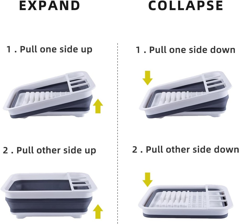 THANSTAR Collapsible Dish Drainer Portable Dinnerware Grey-collapsible