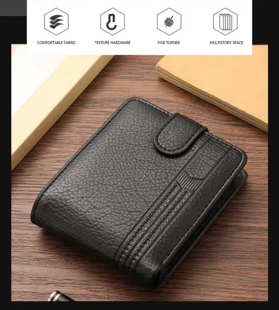 Mens Genuine Leather wallet RFID Blocking, Men Wallet with Snap Button
