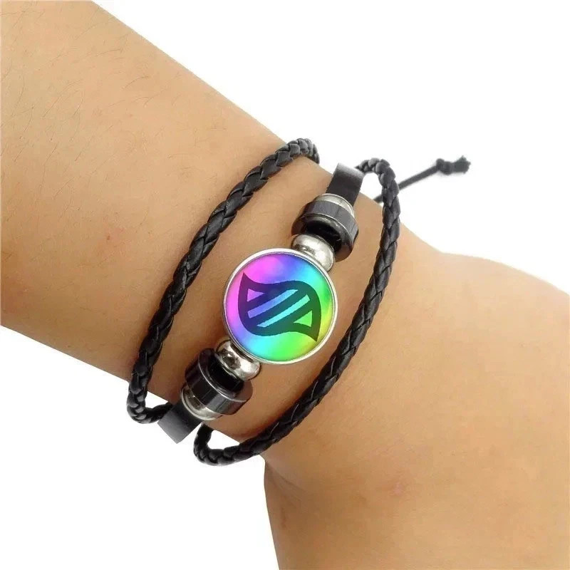 Pokemon Mega Evolution Stone Charm Adjustable Leather Bangle Bracelet