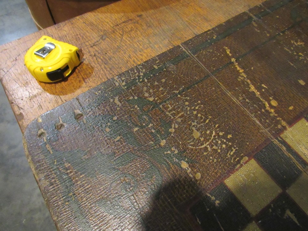 ANTIQUE ORIGINAL 1800's FOLDING CHESS CHECKERBOARD TABLE SOLID PLANK TOP