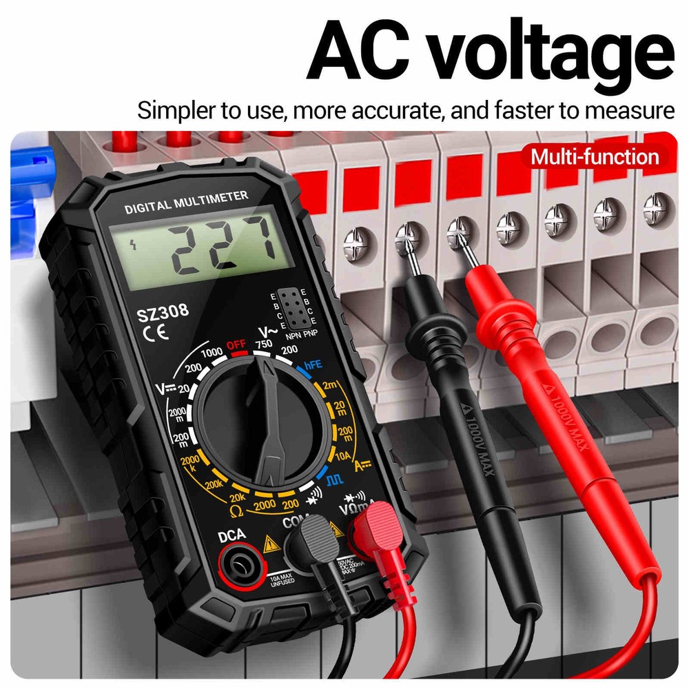 Digital Multimeter Voltmeter for AC DC Voltage Current Resistance and Diode Test