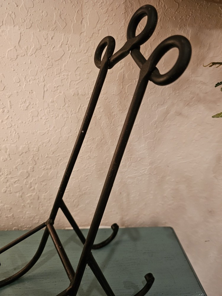 Vintage Black Iron Display Easel, 17.5" Tall, Scroll Design-2 Available