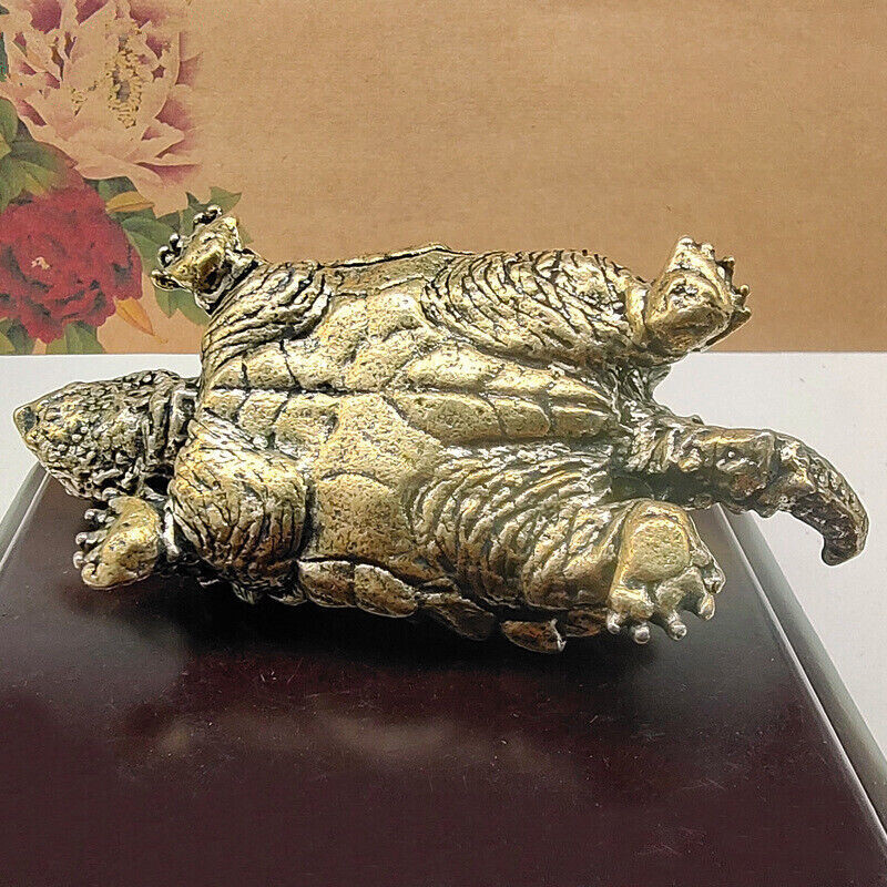 Heavy Brass Snapping Turtle Vintage Statue Snapping Turtle Tea Ornament