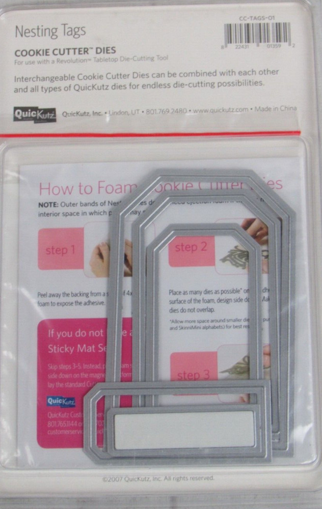 QuicKutz Nesting Tags, Cookie Cutter Dies, 5 Cutting Dies, CC-TAGS-01