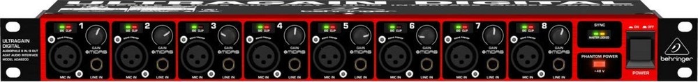 BEHRINGER ADAT Audio interface 8 input 8-output MIDAS preamplifier ADA8200 Black