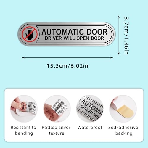 8PCS Automatic Door Driver Will Open Sign Stickers, Durable Waterproof Brushed