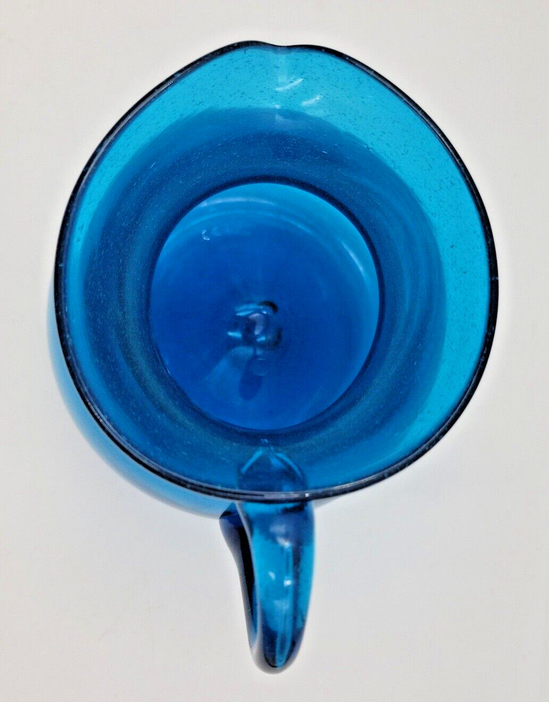 Cobalt Blue Hand Blown Glass Pitcher