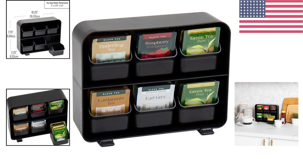 Elegant Kitchen Tea Bag Organizer: 6-Drawer Storage for Clutter-Free Counters