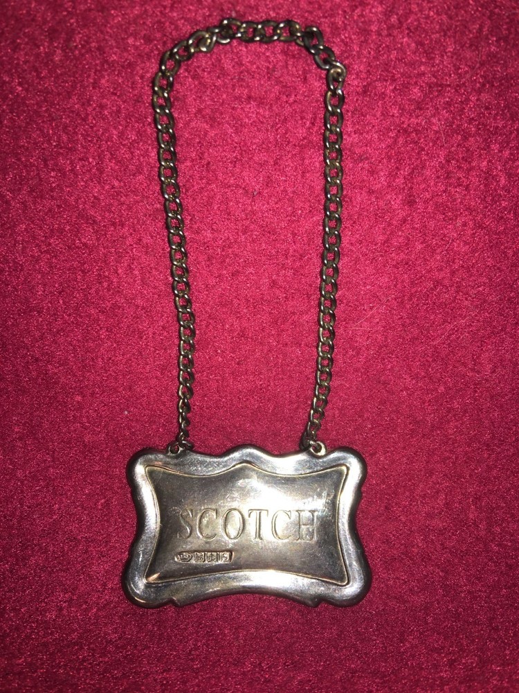 Vintage Pottery Barn Sterling Decanter Tag "Scotch"