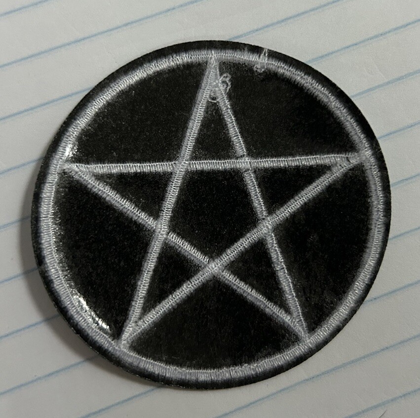 Pentagram Patch Satanic Goth Biker Witch Embroidered Iron On Pentacle Wiccan