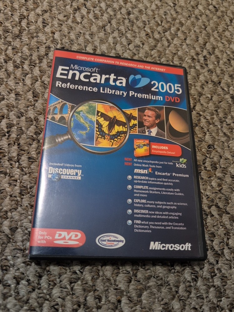 Microsoft Encarta Reference Library Premium 2005 DVD CD Computer PC