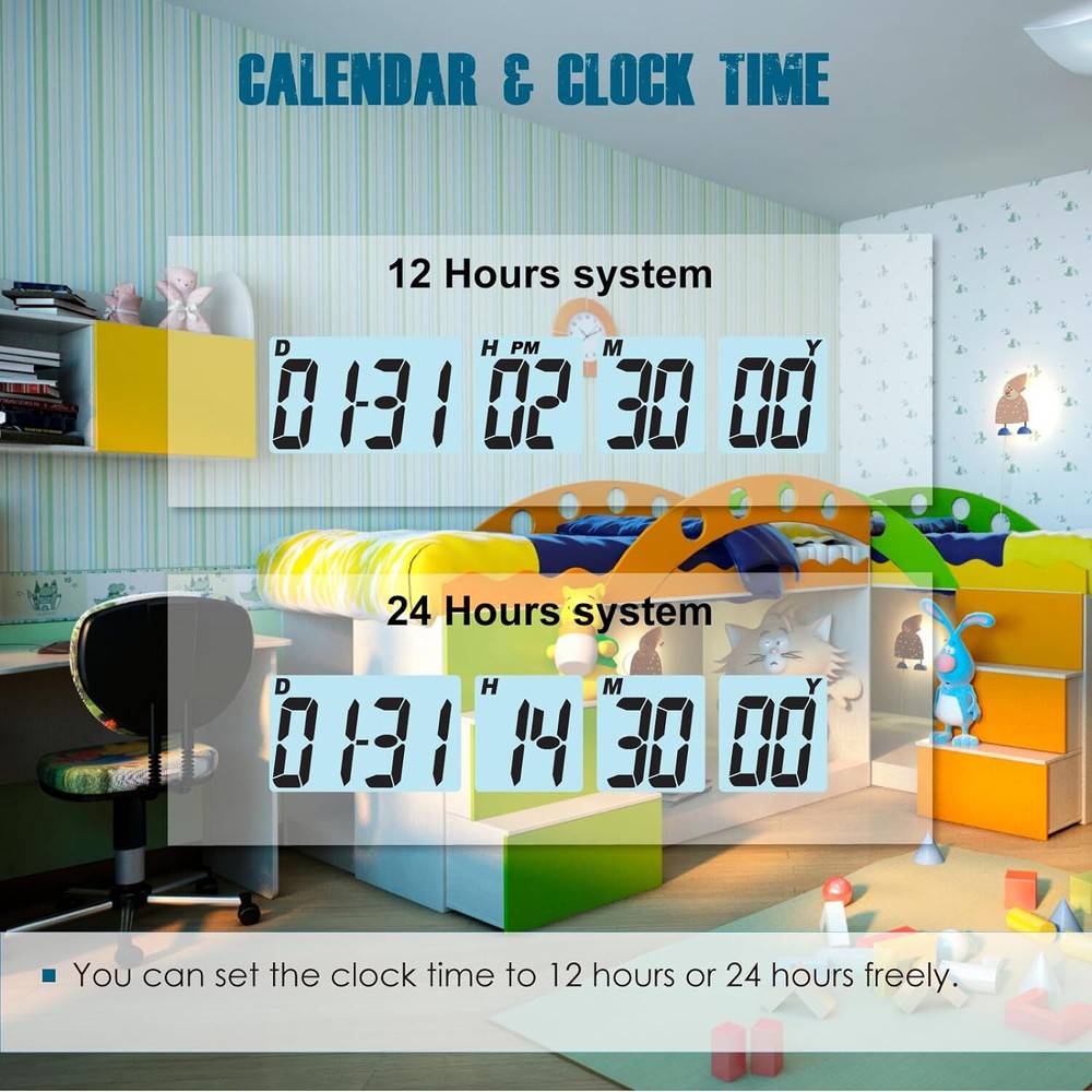 Digital 9999 Days Countdown Timer,Calendar & Clock Display,Daily Alarm Reminder