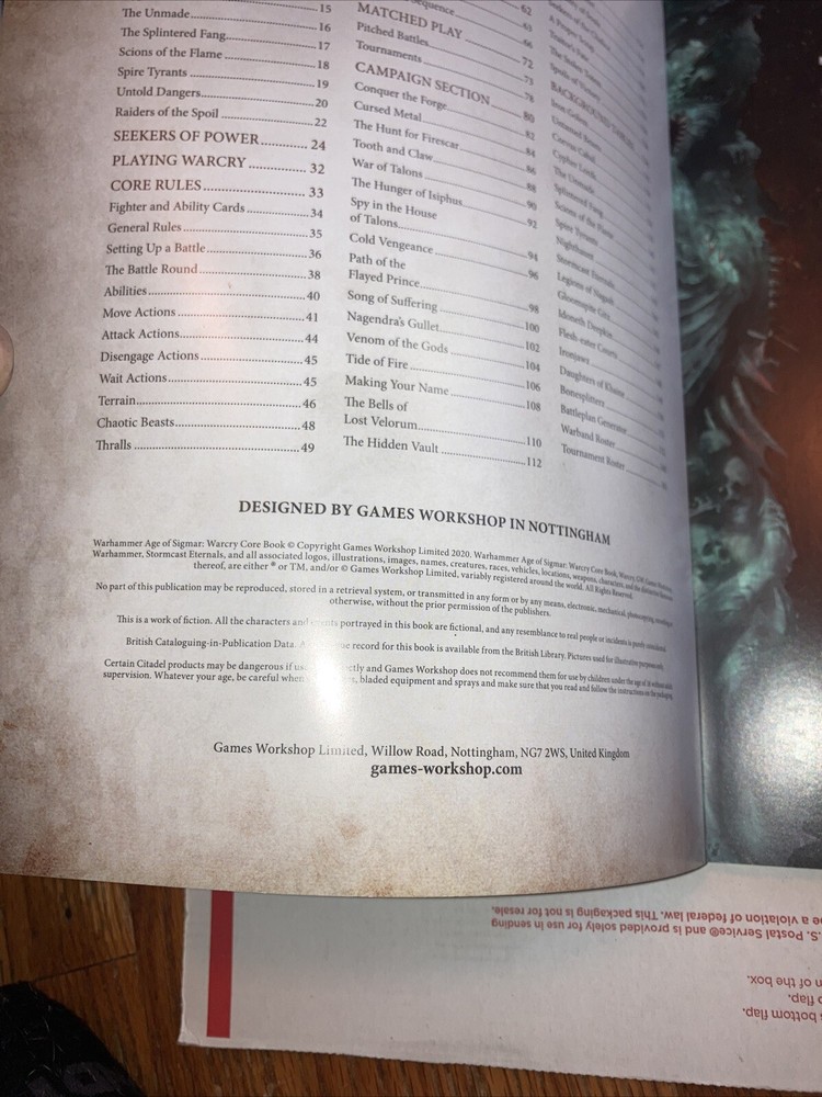 GAMES WORKSHOP AOS SIGMAR WARCRY CORE BOOK