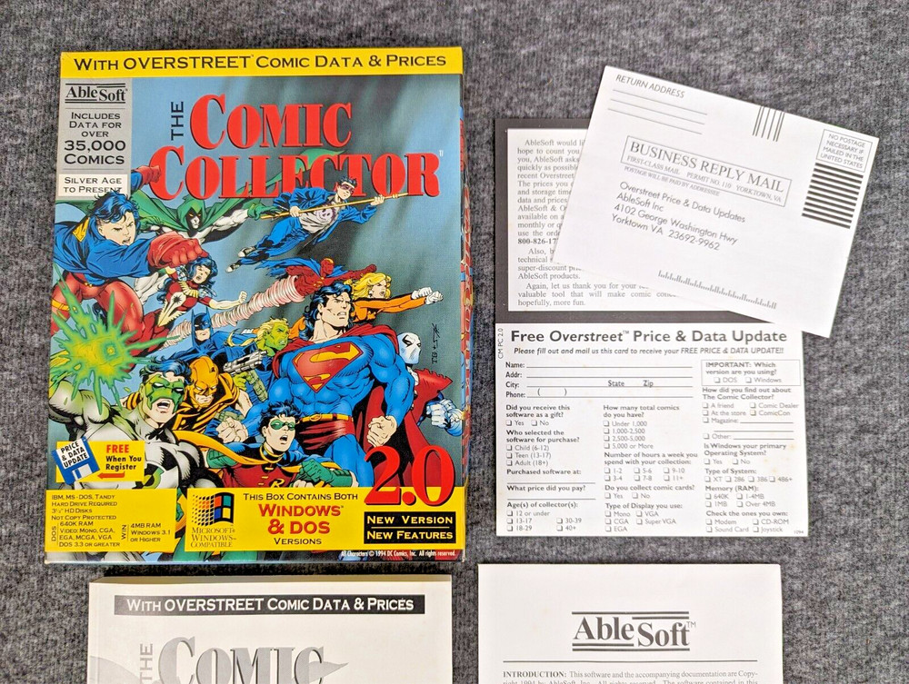 The Comic Collector 2.0 PC Price Guide Software (1994) - AbleSoft Inc. - EUC