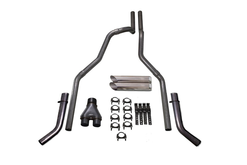 99-06 Chevy GMC Silverado Sierra 2.5" Dual Exhaust Y Pipe Corner Exit Slash Tips