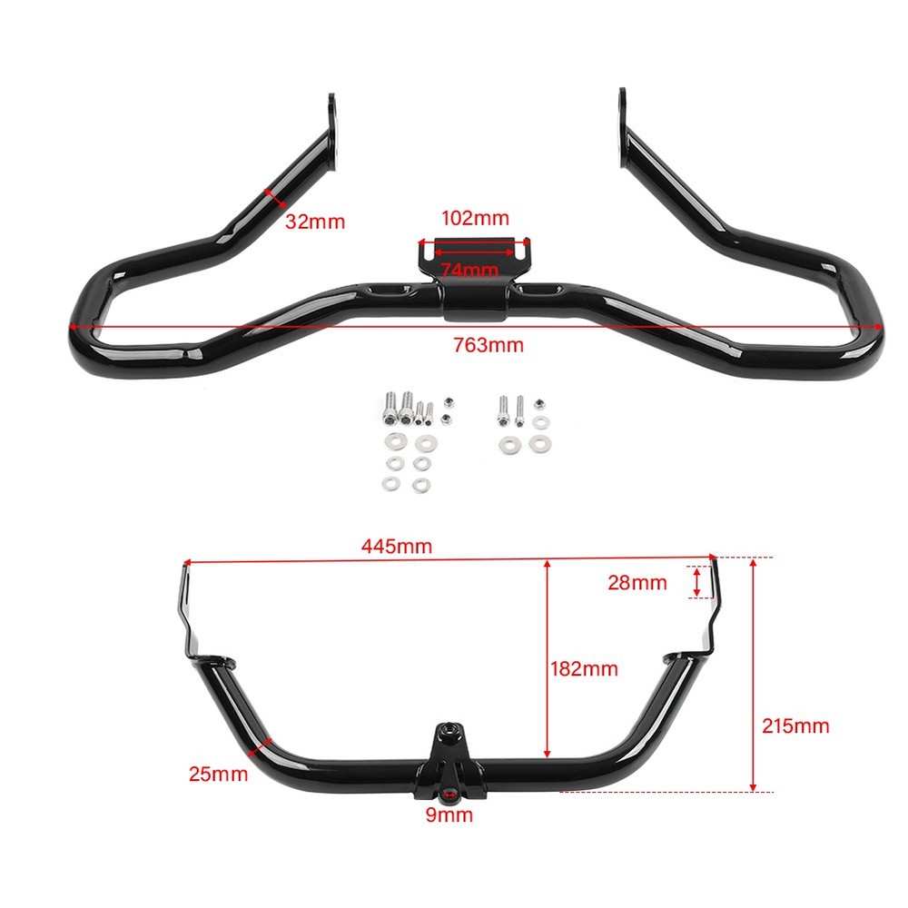 Chrom Engine Crash Bar Fairing Support Bracket For Harley Road Glide FLTRX 15-23
