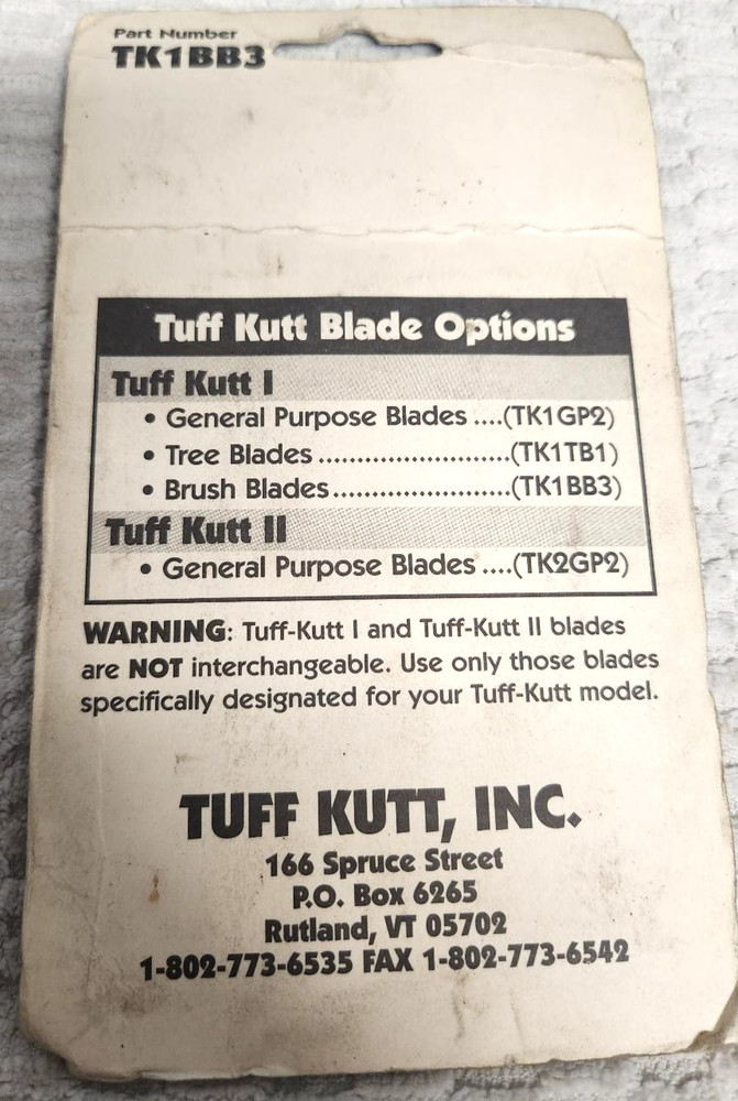 Tuff Kutt TK1BB3 Brush Blades, NOS