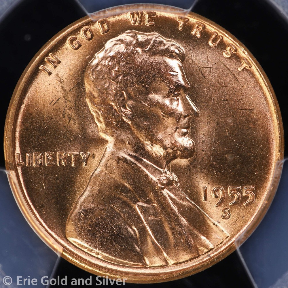 1955-S 1C Lincoln Wheat Cent PCGS MS 65 RD | Uncirculated UNC BU
