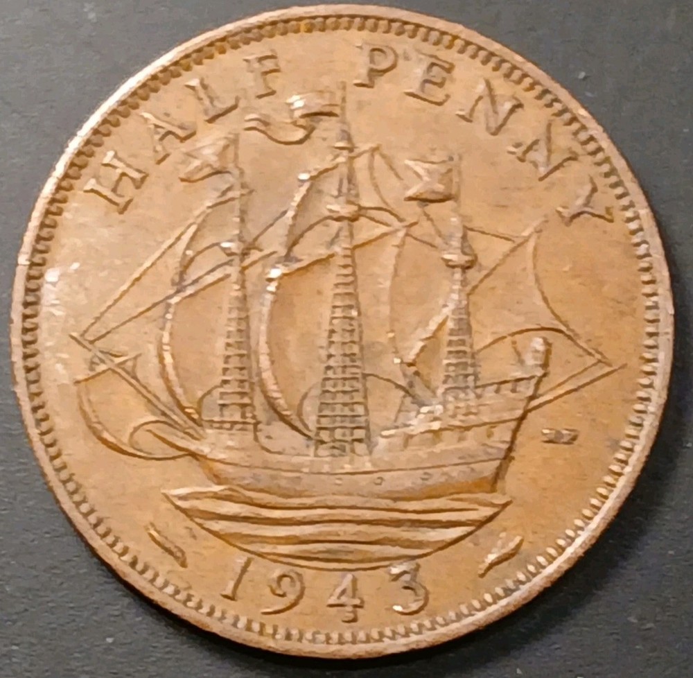 1943 Great Britain Half Penny XF+