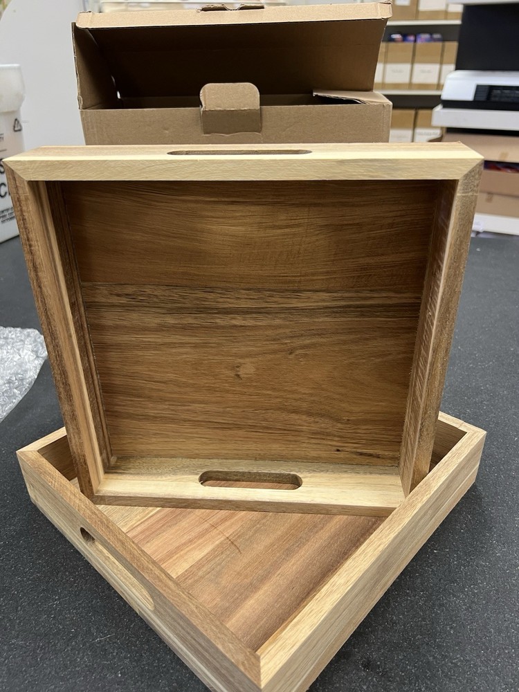 Wooden Serving Tray Set