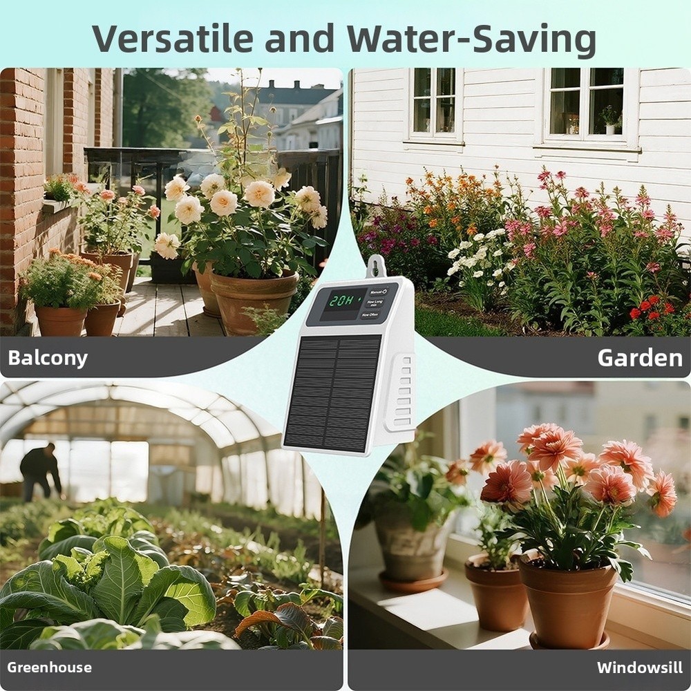 Balcony Friendly Solar Watering System with Adjustable Timer for Potted Plants