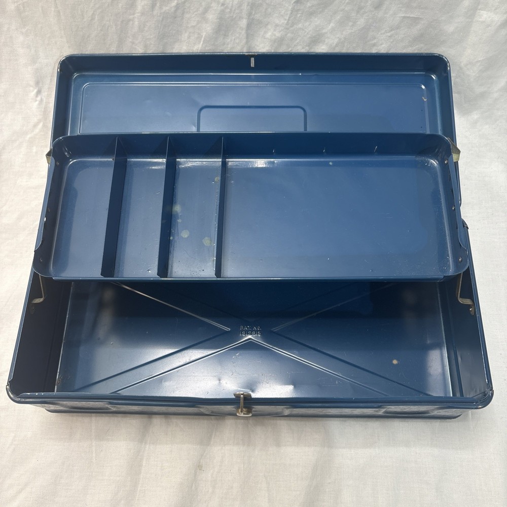 Vintage Mastercraft Blue Metal Tool Tackle Box Walgreen's