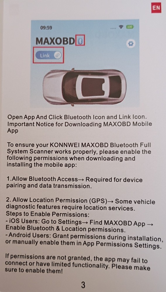 KONNWEI MAXOBD OBD2 Scanner Bluetooth Car Diagnostic Tool Code Reader