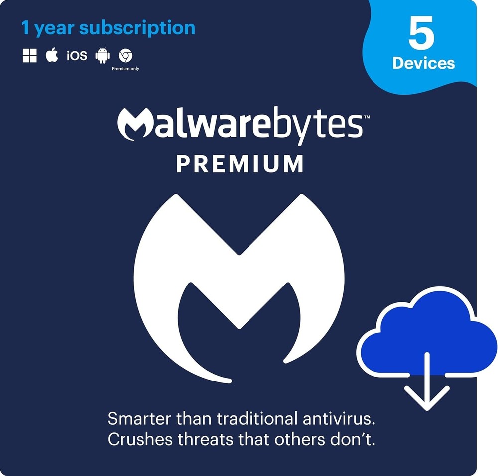 Malwarebytes Premium 2026 Win, Mac, iOS, Android 5 Device 1 Year Inc VPN Emailed