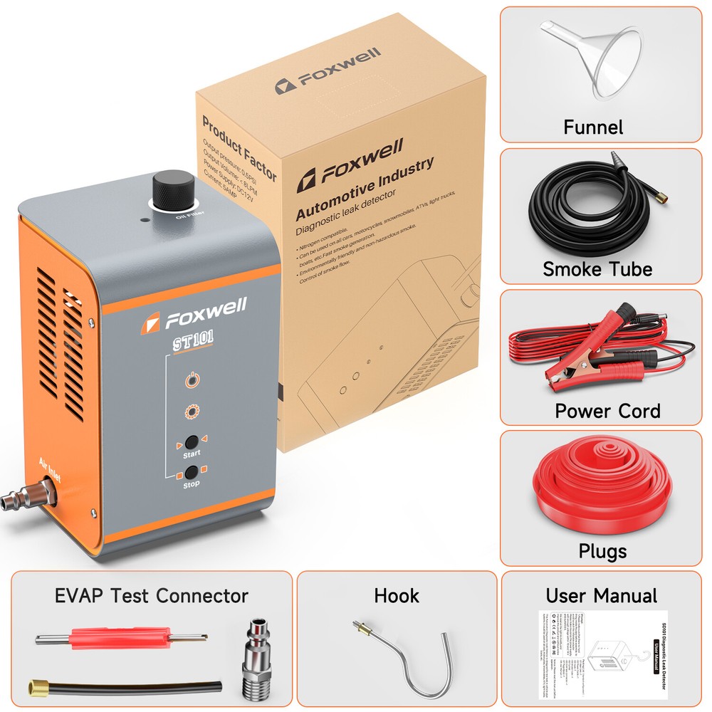 Foxwell Precision Leak Detection Tool Smoke Machine Professional Auto Diagnostic