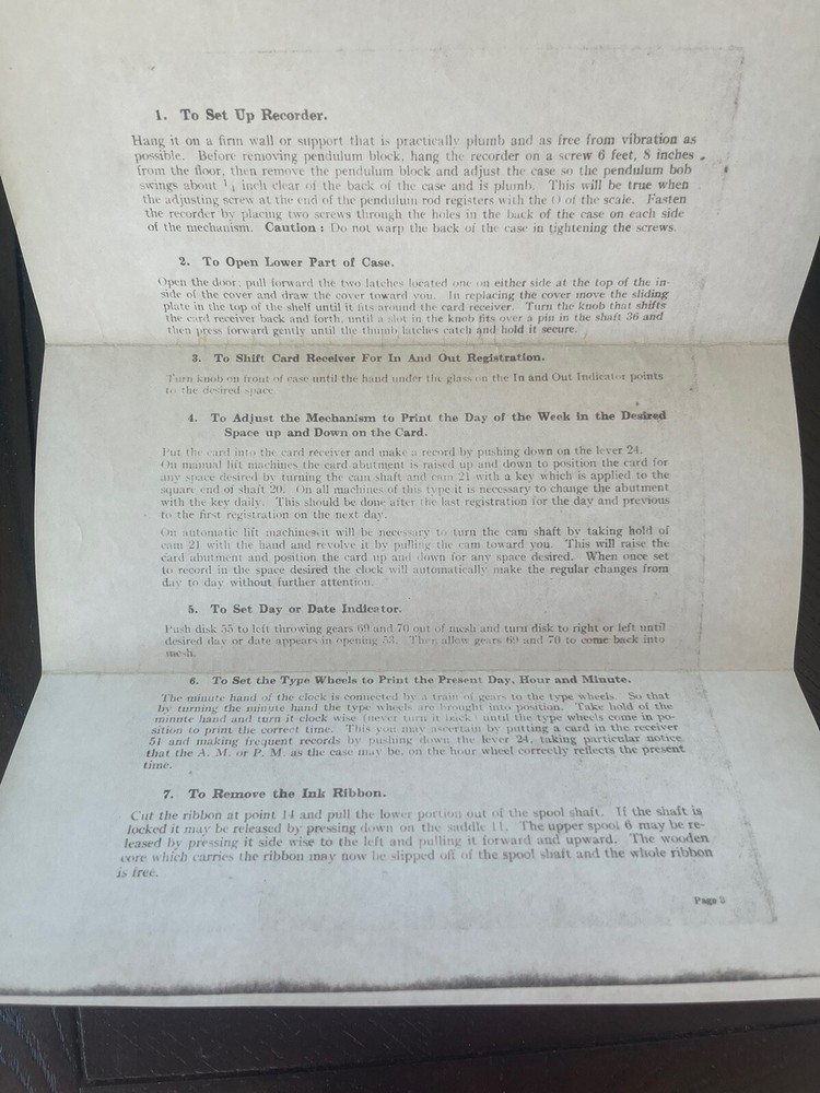 Antique Simplex Pay Roll Time Clock Recorder