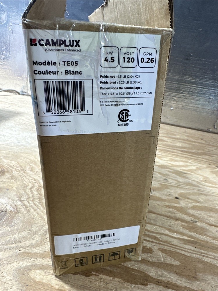 CAMPLUX Tankless Water Heater Electric 4.5kW 110~120V Small Instant Hot Water